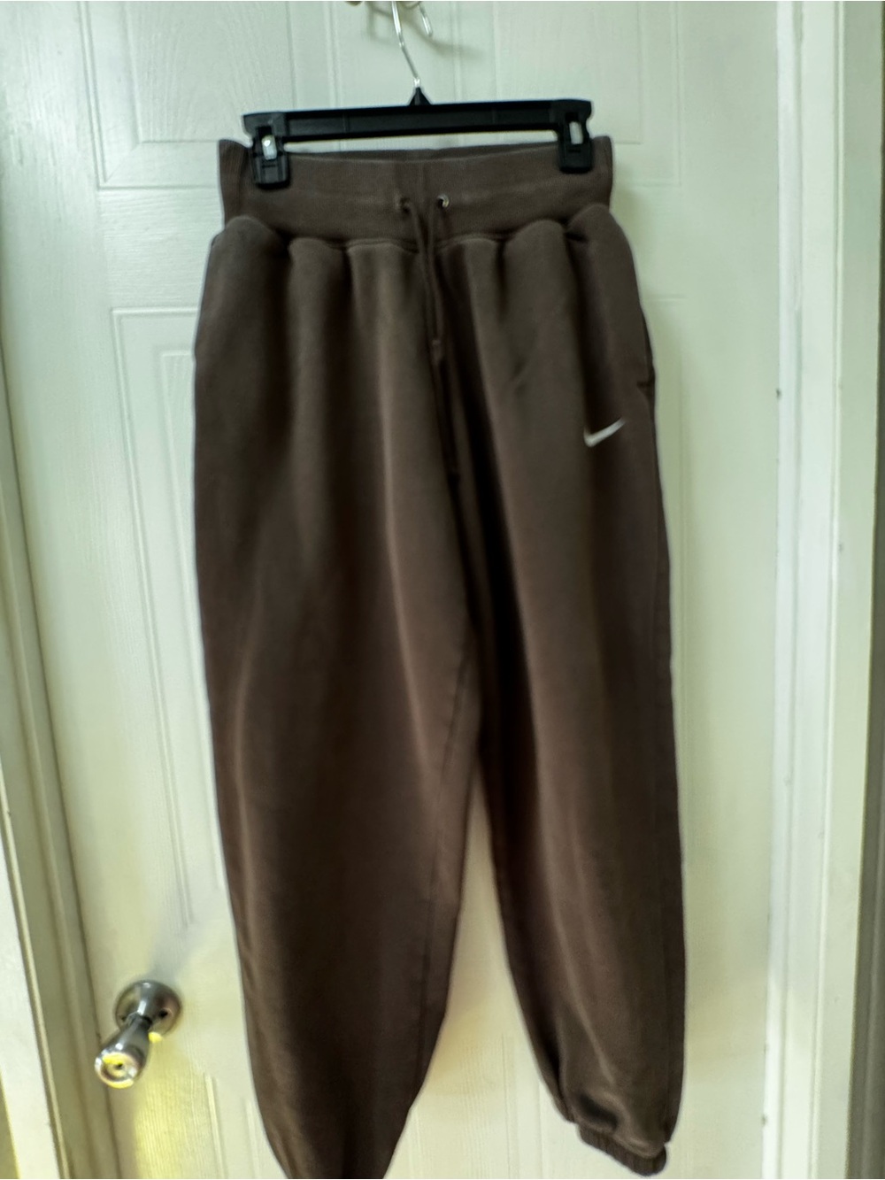 Nike  Brown Jogger Sweatpants with White Swoosh
